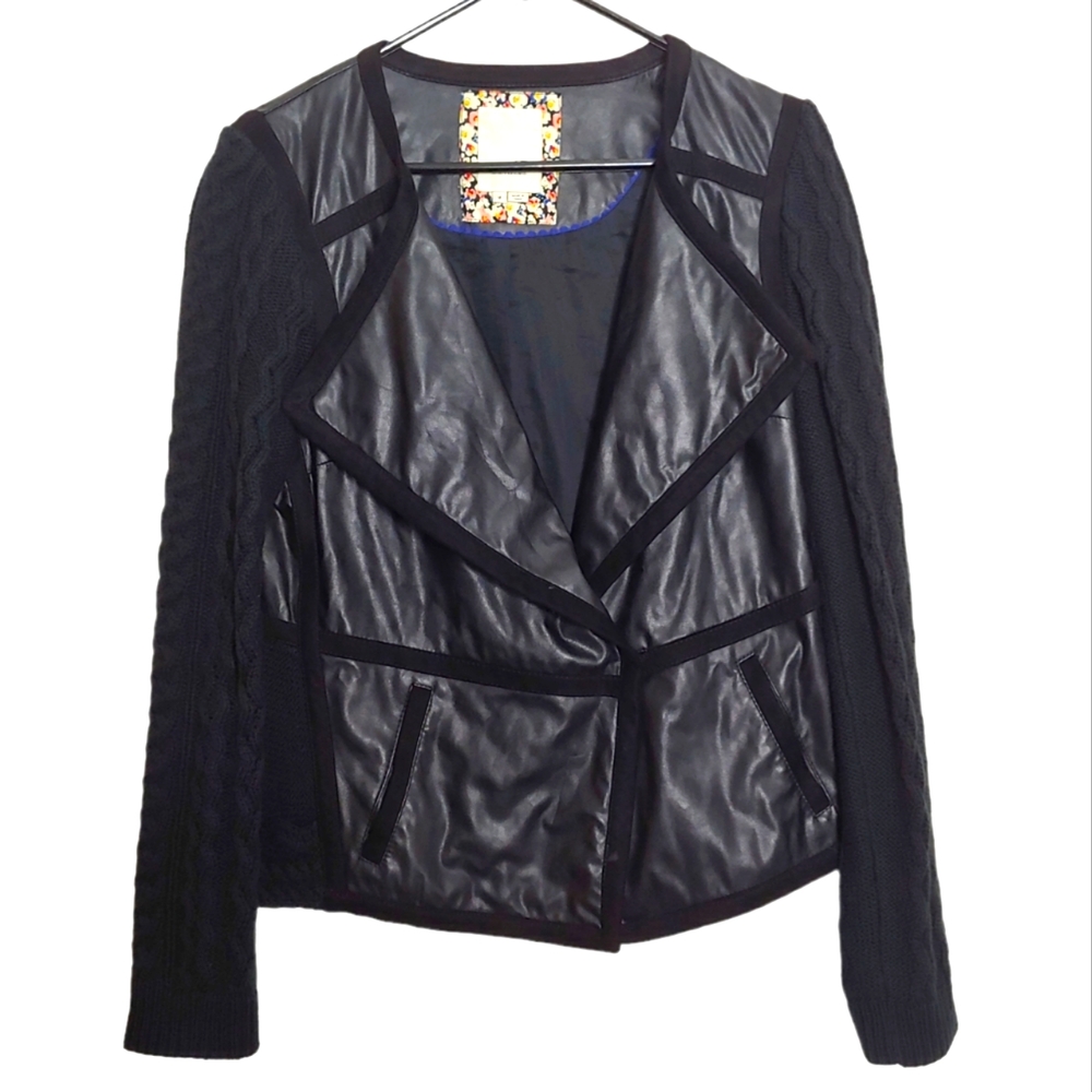 Anthropologie Elevenses Hiroumi Faux Leather Moto Jacket Size Medium With Flaws